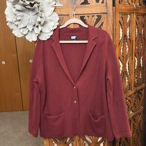 Lands' End Rich Burgundy Knit Blazer